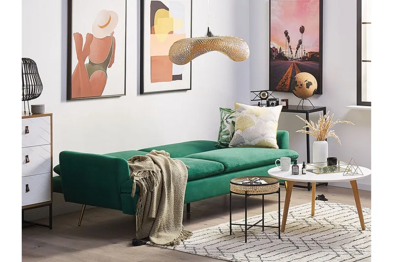 Vettre 3-sits Bäddsoffa - Sammet/Mörkgrön - Möbler - Soffa - Bäddsoffa - 3 sits bäddsoffa