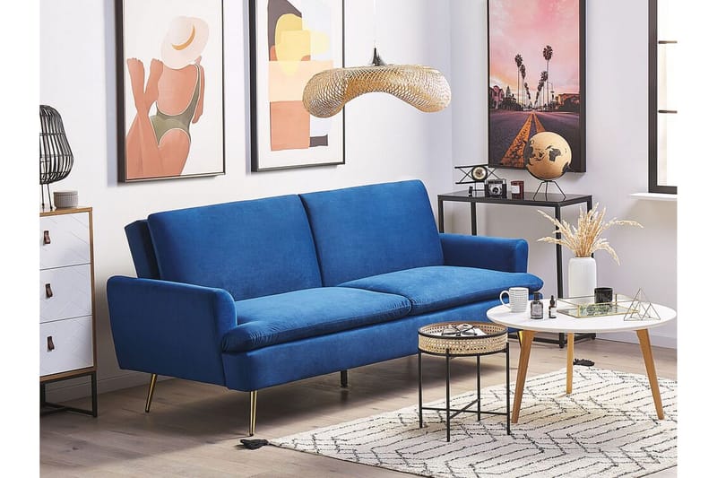 Vettre 3-sits Bäddsoffa - Sammet/Marinblå - Möbler - Soffa - Bäddsoffa - 3 sits bäddsoffa