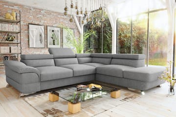 View Bäddsoffa 3-sits med Schäslong Höger - Ljusgrå - Möbler - Soffa - Bäddsoffa - Bäddsoffa längsbäddad