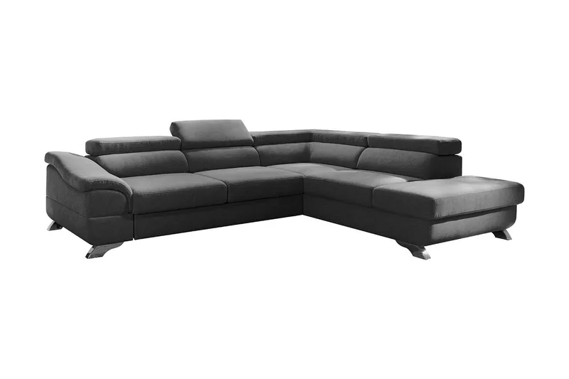 View Bäddsoffa 3-sits med Schäslong Höger, Mörkgrå