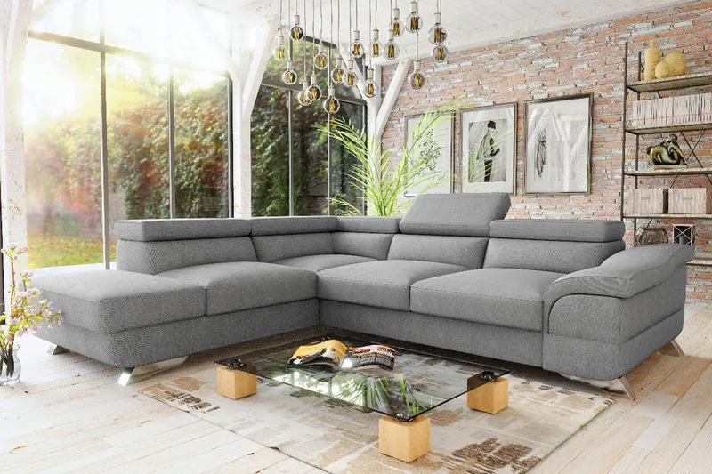 View Bäddsoffa 3-sits med Schäslong Vänster - Ljusgrå - Möbler - Soffa - Bäddsoffa - Bäddsoffa längsbäddad