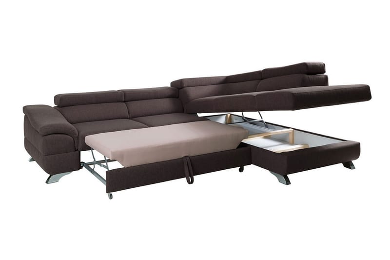 View Bäddsoffa 3-sits med Schäslong Vänster - Mörkgrå - Möbler - Soffa - Bäddsoffa - Bäddsoffa längsbäddad