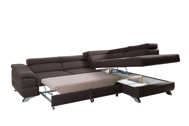 View Bäddsoffa 3-sits med Schäslong Vänster - Mörkgrå - Möbler - Soffa - Bäddsoffa - Bäddsoffa längsbäddad