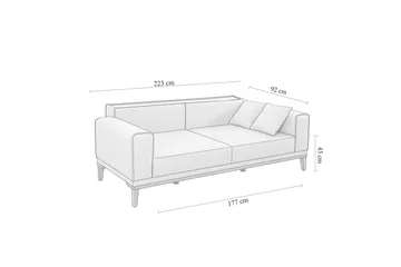 Wyong Bäddsoffa 3-sits 223x94 cm - Grå - Möbler - Soffa - Bäddsoffa - 3 sits bäddsoffa