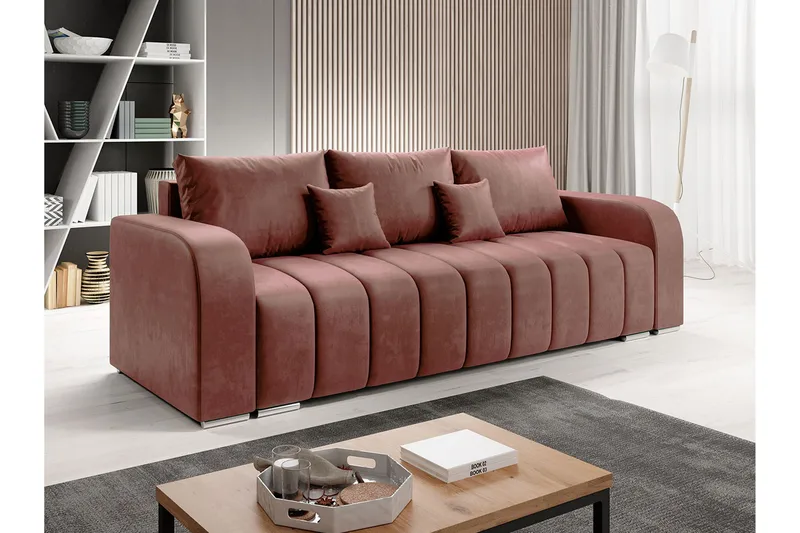 Zulueta 4-sits Bäddsoffa Vänster - Rosa - Möbler - Soffa - Bäddsoffa - 3 sits bäddsoffa