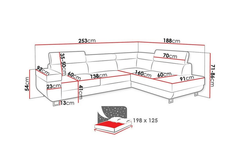 3-sits Hörnbäddsoffa Kintore - Hörnbäddsoffa