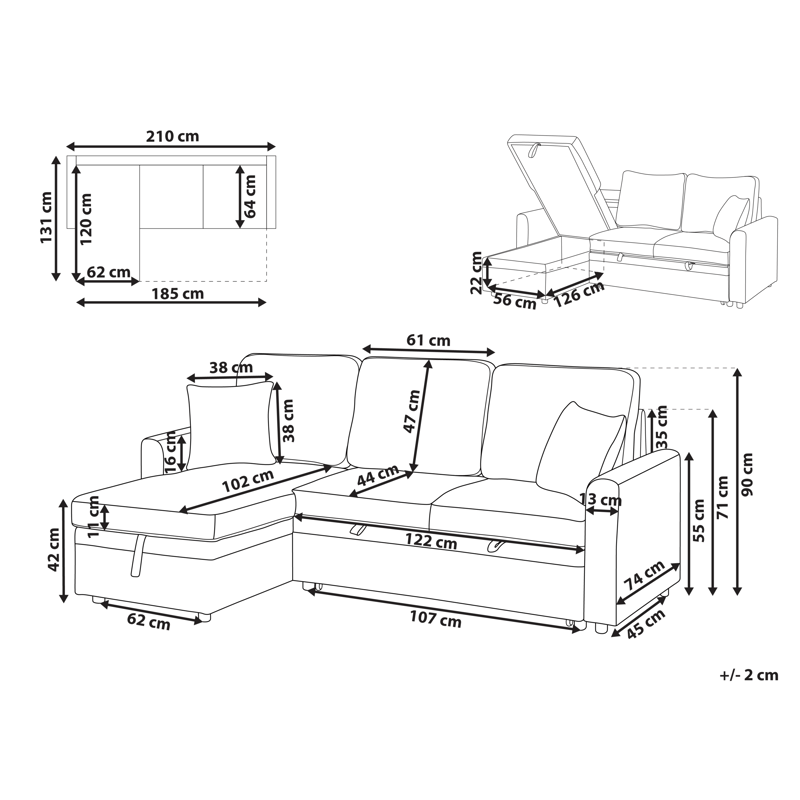 3-sits soffa Nassjo Högervänd - Grå - Möbler - Soffa - Bäddsoffa - Bäddsoffa längsbäddad