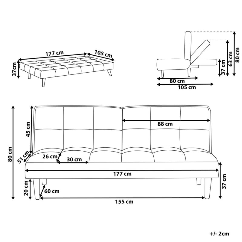 3-sits soffa Siljan - Vit, ljust trä - Möbler - Soffa - Bäddsoffa - 3 sits bäddsoffa