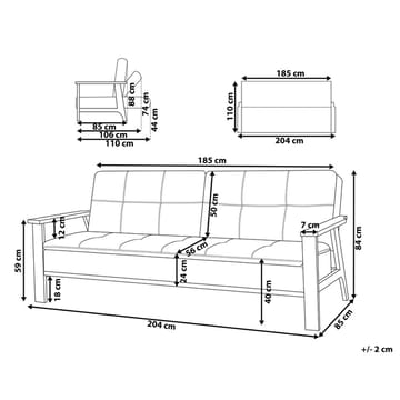 3-sits soffa Tjorn - Mörkgrå, ljust trä - Möbler - Soffa - Bäddsoffa - Futon - Futon soffa