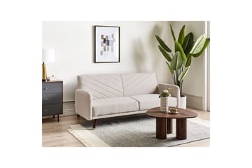 3-sitssoffa Senja Beige, mörkt trä, guld - Beige, mörkt trä, guld - Möbler - Soffa - Bäddsoffa - 3 sits bäddsoffa