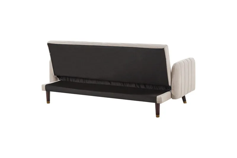 3-sitssoffa Senja Beige, mörkt trä, guld - Beige, mörkt trä, guld - Möbler - Soffa - Bäddsoffa - 3 sits bäddsoffa