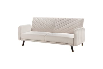 3-sitssoffa Senja Beige, mörkt trä, guld - Beige, mörkt trä, guld - Möbler - Soffa - Bäddsoffa - 3 sits bäddsoffa