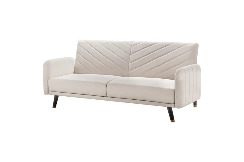 3-sitssoffa Senja Beige, mörkt trä, guld - Beige, mörkt trä, guld - Möbler - Soffa - Bäddsoffa - 3 sits bäddsoffa