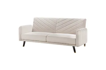 3-sitssoffa Senja Beige, mörkt trä, guld - Beige, mörkt trä, guld - Möbler - Soffa - Bäddsoffa - 3 sits bäddsoffa