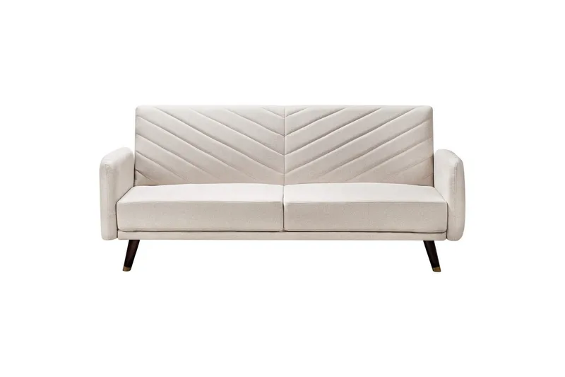 3-sitssoffa Senja Beige, mörkt trä, guld, Beige, mörkt trä, guld