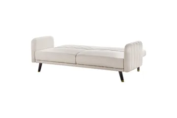 3-sitssoffa Senja Beige, mörkt trä, guld - Beige, mörkt trä, guld - Möbler - Soffa - Bäddsoffa - 3 sits bäddsoffa