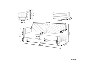 3-sitssoffa Senja Beige, mörkt trä, guld - Beige, mörkt trä, guld - Möbler - Soffa - Bäddsoffa - 3 sits bäddsoffa