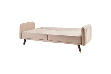 3-sitssoffa Senja Brunt, mörkt trä, guld - Beige - Möbler - Soffa - Bäddsoffa - 3 sits bäddsoffa