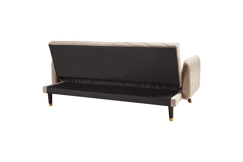 3-sitssoffa Senja Brunt, mörkt trä, guld - Beige - Möbler - Soffa - Bäddsoffa - 3 sits bäddsoffa