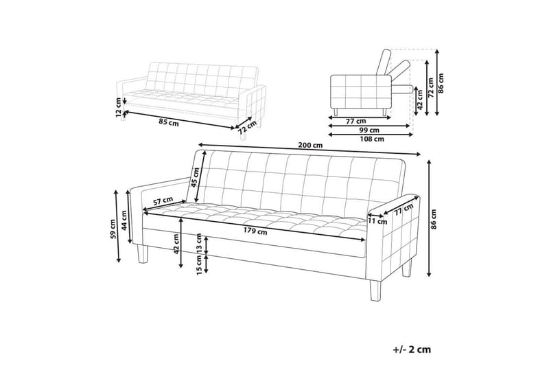 3-sitssoffa Vehkoo Gult, ljust trä - Gult, ljust trä - Möbler - Soffa - Bäddsoffa - 3 sits bäddsoffa
