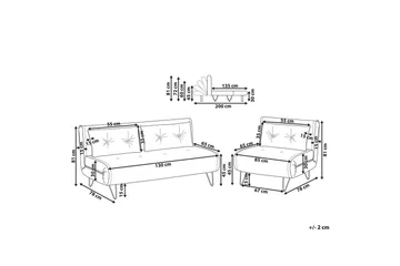 3-sitssoffa Vestfold Svart, guld - Svart, guld - Möbler - Soffa - Bäddsoffa - 3 sits bäddsoffa