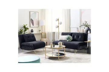 3-sitssoffa Vestfold Svart, guld - Svart, guld - Möbler - Soffa - Bäddsoffa - 3 sits bäddsoffa