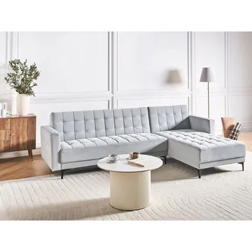 4-sits Bäddsoffa Aberdeen - Ljusgrå, svart/Vänstervänd/Sammet - Möbler - Soffa - Soffgrupp