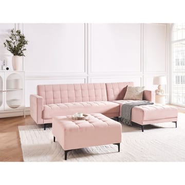 4-sits Bäddsoffa Aberdeen - Pastellrosa, Svart/Vänstervänd/Sammet - Möbler - Soffa - Soffgrupp
