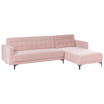 4-sits Bäddsoffa Aberdeen - Pastellrosa, Svart/Vänstervänd/Sammet - Möbler - Soffa - Soffgrupp