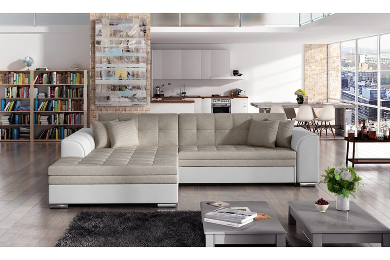 Bäddsoffa Castello med Divan - Beige/Vit - Möbler - Soffa - Bäddsoffa - 4 sits bäddsoffa