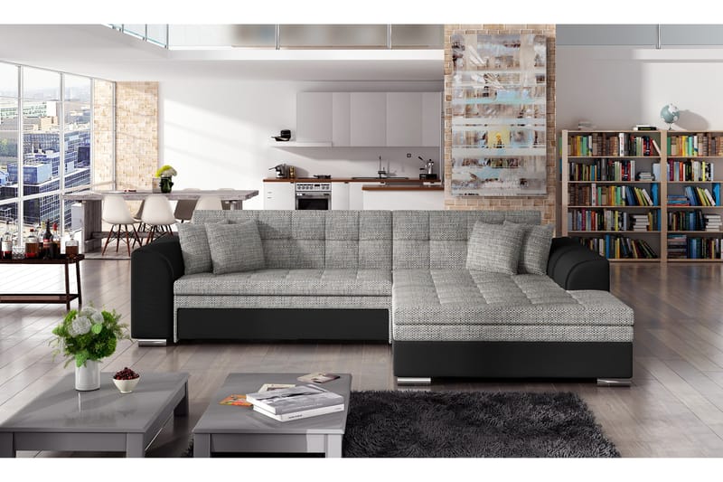 Bäddsoffa Castello med Divan - Grå/Svart - Möbler - Soffa - Bäddsoffa - 4 sits bäddsoffa