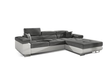 Bäddsoffa Kelestin med Divan Höger - Grå/Vit - Möbler - Soffa - Bäddsoffa - 4 sits bäddsoffa