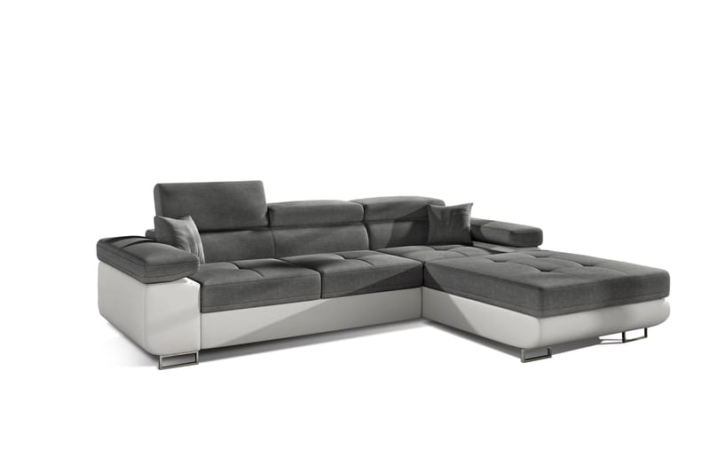 Bäddsoffa Kelestin med Divan Höger - Grå/Vit - Möbler - Soffa - Bäddsoffa - 4 sits bäddsoffa