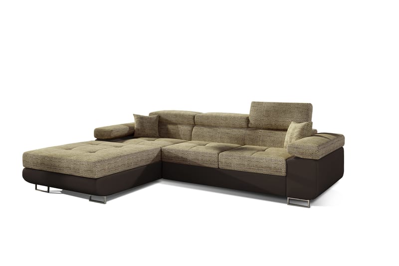 Bäddsoffa Kelestin med Divan Vänster - Beige/Brun - Möbler - Soffa - Bäddsoffa - 4 sits bäddsoffa