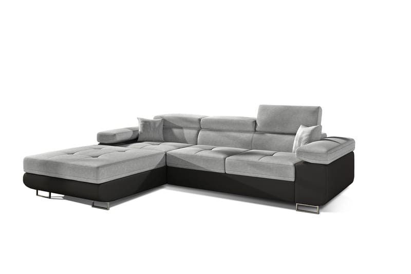 Bäddsoffa Kelestin med Divan Vänster - Grå/Svart - Möbler - Soffa - Bäddsoffa - 4 sits bäddsoffa