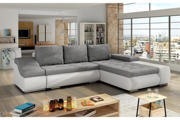 Bäddsoffa Pacios med Divan - Grå/Vit - Möbler - Soffa - Bäddsoffa - 4 sits bäddsoffa