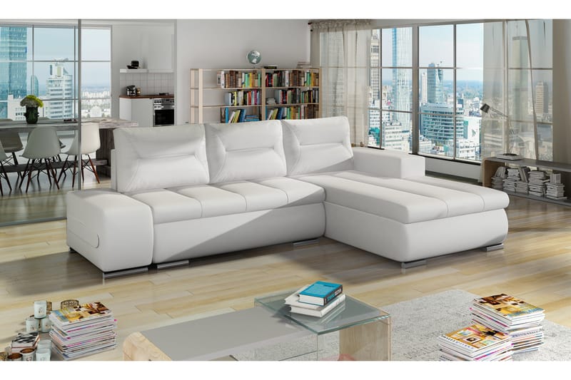 Bäddsoffa Probaos med Divan - Vit - Möbler - Soffa - Bäddsoffa - 4 sits bäddsoffa