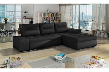 Bäddsoffa Probaos med Divan - Svart/Svart - Möbler - Soffa - Bäddsoffa - 4 sits bäddsoffa