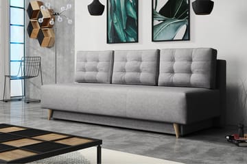 Bella Längsbäddad Bäddsoffa 142x200 cm med Förvaring i Tyg - Grå - Möbler - Soffa - Bäddsoffa - 4 sits bäddsoffa