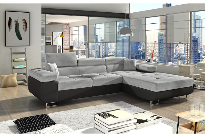 Klinka Bäddsoffa med Divan Höger, Grå/Svart