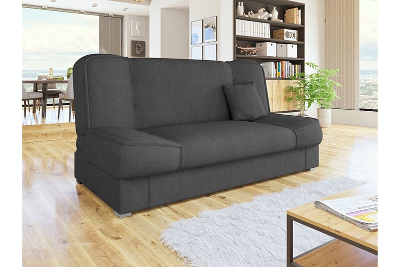 Kuoksu 4-sits Framåtbäddad Bäddsoffa 104x175 cm med Förvaring i Sammet - Grå - Möbler - Soffa - Bäddsoffa - 4 sits bäddsoffa