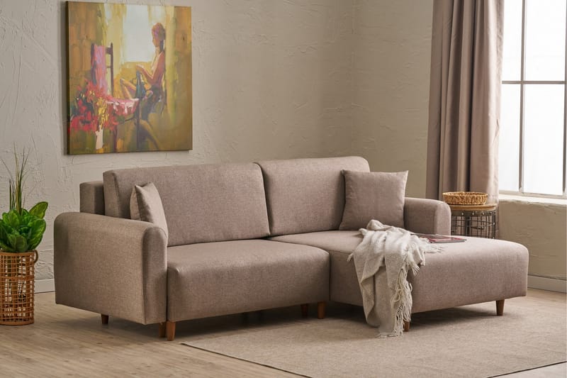 4-sits Bäddsoffa med Divan Alfie 4-sits - Brun - Möbler - Soffa - Bäddsoffa - Bäddsoffa divan