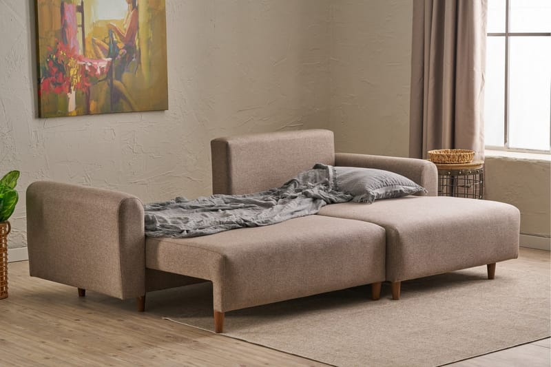 4-sits Bäddsoffa med Divan Alfie 4-sits - Brun - Möbler - Soffa - Bäddsoffa - Bäddsoffa divan