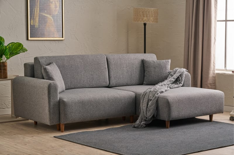 4-sits Bäddsoffa med Divan Alfie 4-sits - Grå - Möbler - Soffa - Bäddsoffa - Bäddsoffa divan
