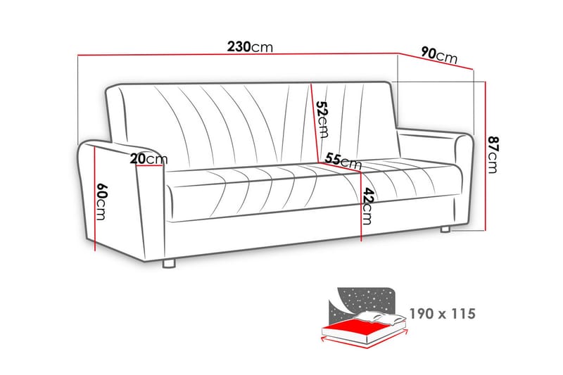 Torskudden Soffa - Grå - Möbler - Soffa - Bäddsoffa - 4 sits bäddsoffa