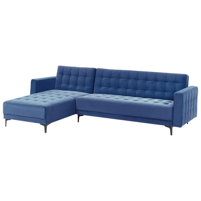 4-sits Hörnsoffa Aberdeen - Blå, Svart/Högervänd/Sammet - Möbler - Soffa - Bäddsoffa - Hörnbäddsoffa