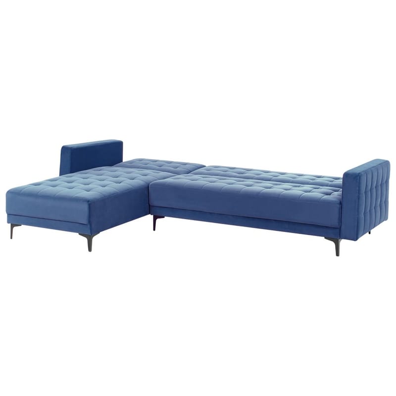 4-sits Hörnsoffa Aberdeen - Blå, Svart/Högervänd/Sammet - Möbler - Soffa - Bäddsoffa - Hörnbäddsoffa