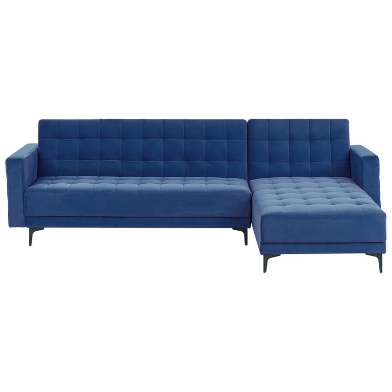 4-sits  Hörnsoffa Aberdeen, Blå, Svart/Vänstervänd/Sammet