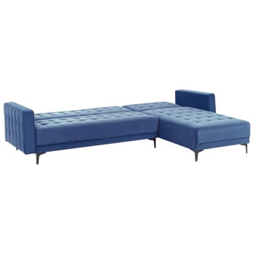4-sits  Hörnsoffa Aberdeen - Blå, Svart/Vänstervänd/Sammet - Möbler - Soffa - Bäddsoffa - Hörnbäddsoffa