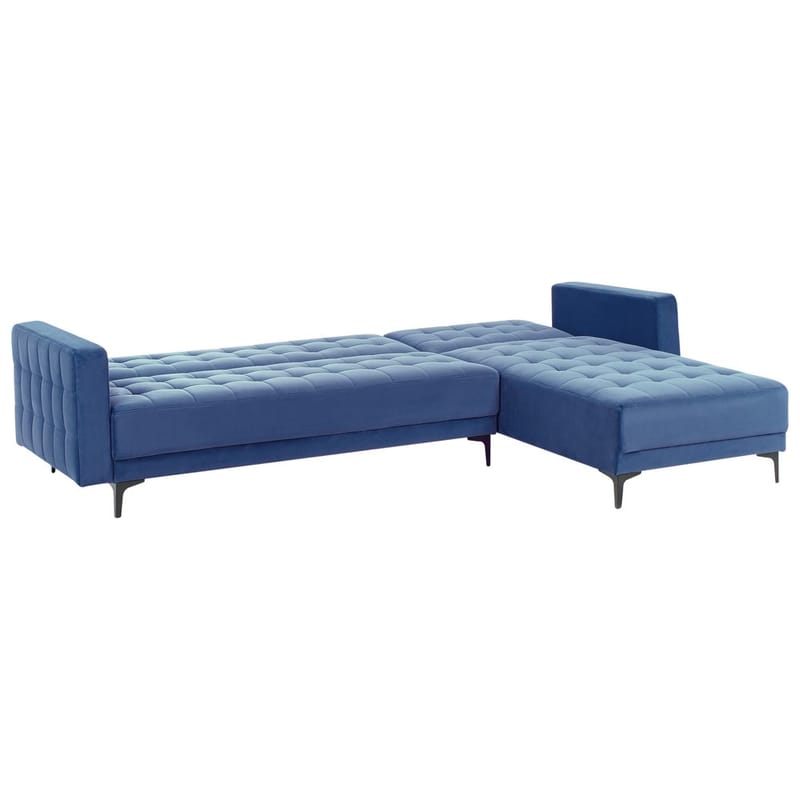 4-sits  Hörnsoffa Aberdeen - Blå, Svart/Vänstervänd/Sammet - Möbler - Soffa - Bäddsoffa - Hörnbäddsoffa